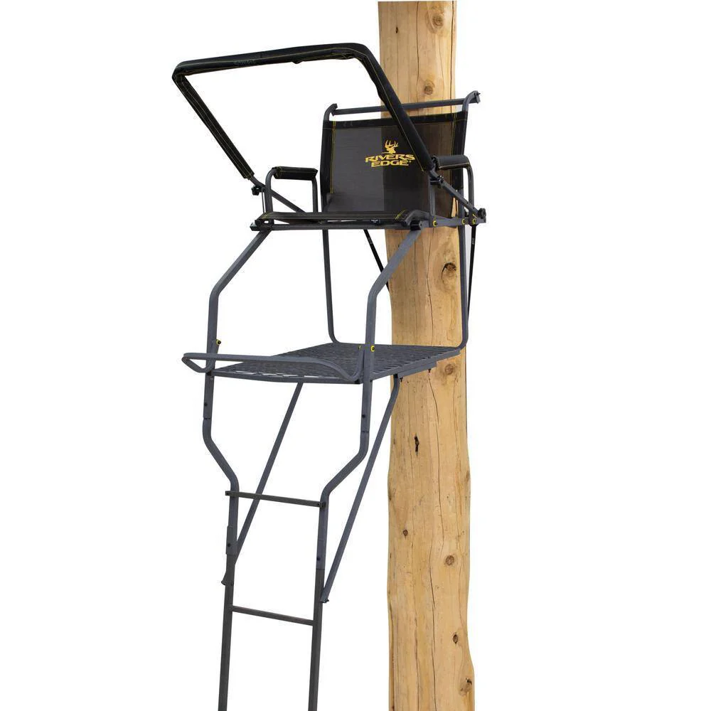 0017e579641912b6a1fa574471c1a7df135561face9c35cdc0e3d62805559a2f Jumbo Jack Ladder Stand Adjustable Shooting Rail, Large Platform, Mesh Seat