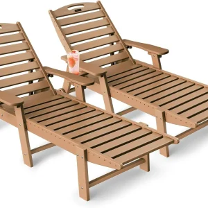 Lounge Chair Outdoor Chaise Lounge HDPE 6-Position Outdoor Chaise Lounge Patio Lounge Chair(White/1)