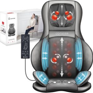 COMFIER Massager Chair with Heat Shiatsu Neck Back Massager Portable with Compress  Rolling Massage Chair Pad for Full Back Neck  Shoulders Full Body Pain(Gray)