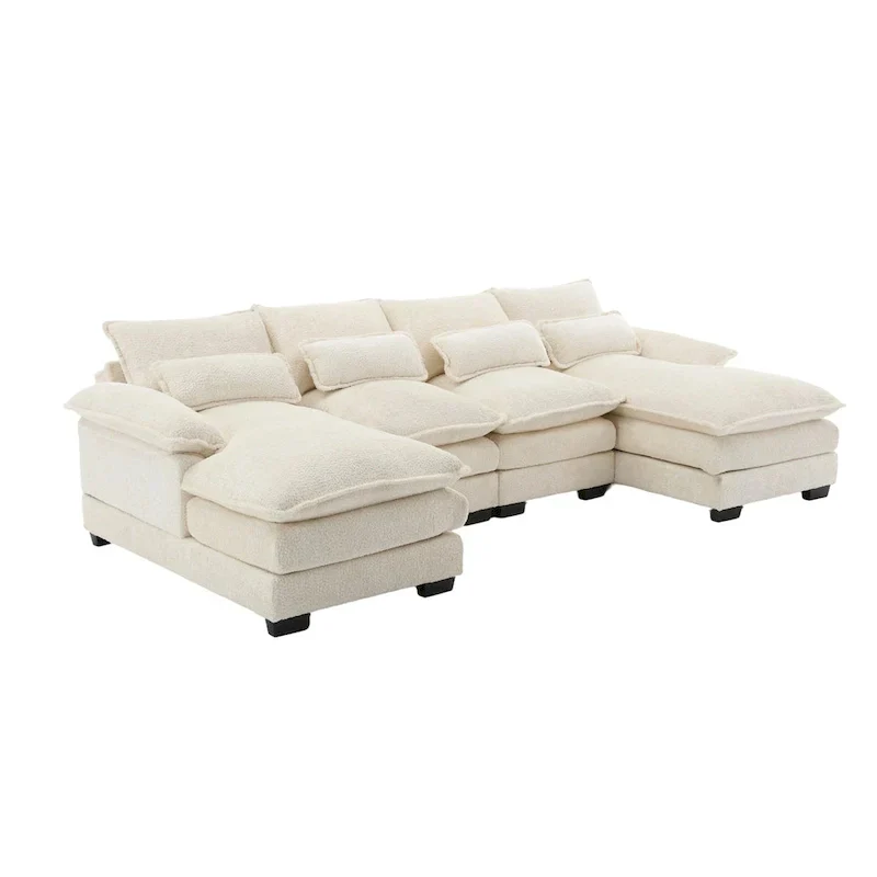 00c1e20c7bdcc3f7f1a19da12a4571bed542b62861de5947e4d736cef0e2a5f4 Sectional Sofa Cloud Couch for Living Room, Modern Chenille/Boucle U Shaped Couch, Comfy Modular Sofa Sleeper with Double Chaise(Black-chenille)