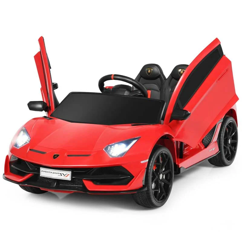 0110a0bf4d09e8cfe4e36165f60c895e34603b04e6f7ab93aea77b4ccc393a5e Licensed Lamborghini SVJ Kids Ride-On Car, 12V Battery Powered Sports Car Toy with Trunk Remote(Red)