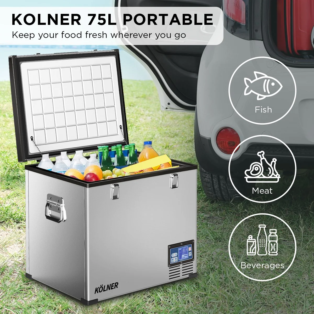 0214aeb7690b50a143712416bcb03ceee4effded2fb36a0652aecb2f8d9971d7 Kolner 75l Portable Fridge Chest Freezer With Lcd Panel - Rv Vehicle Camping Refrigerator
