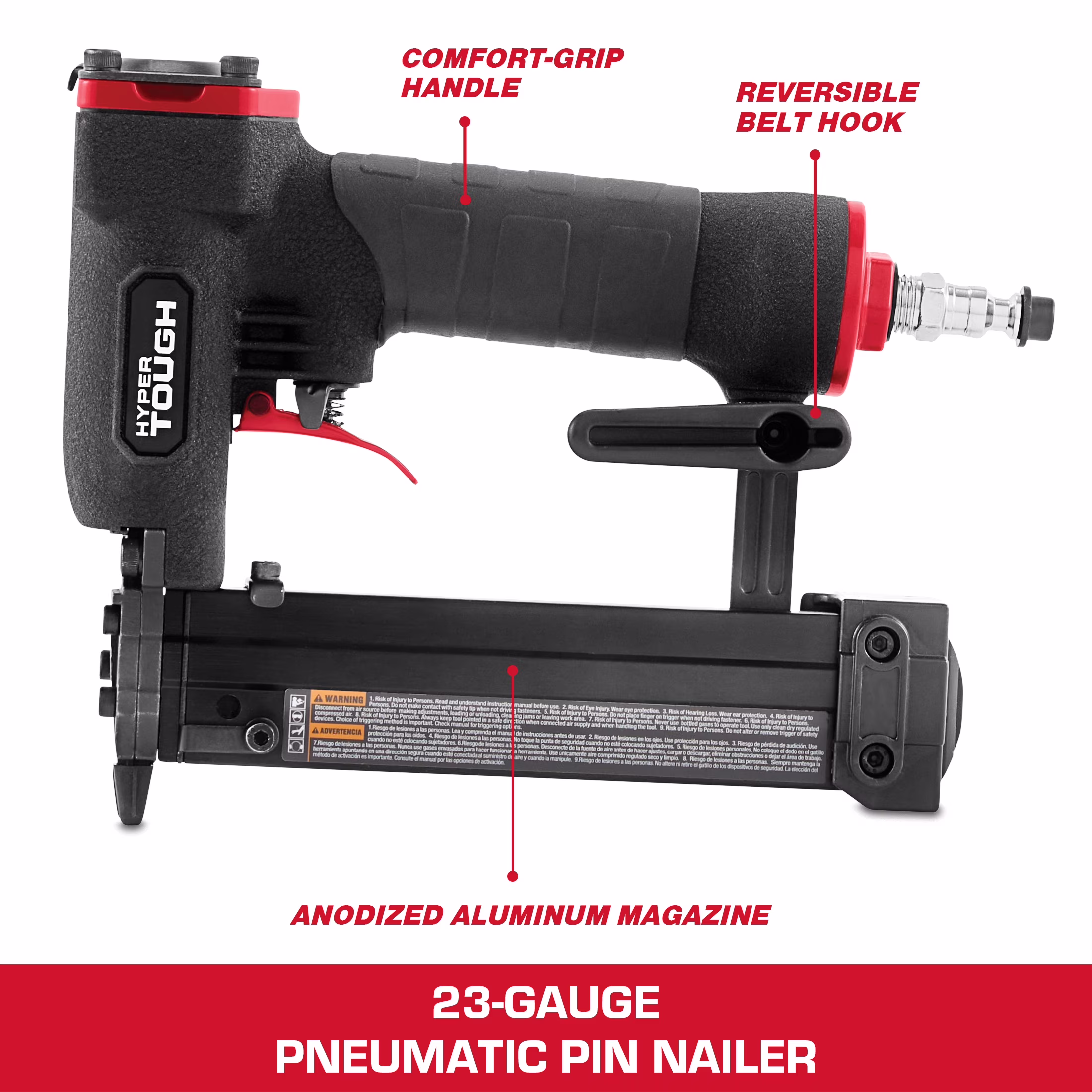 023388499b01adebd62ba2a6d74394c806da5777d80be5e80a3d547f708f0b18 Hyper Tough 23-Gauge Pneumatic Pin Nailer, Air Powered Pin Nail Gun