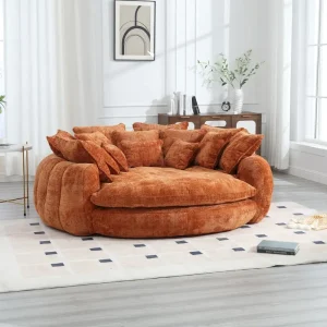 Comfortable Double Loaf Sofa Bed, Oversized Sofa Bed with Armrests(Orange)