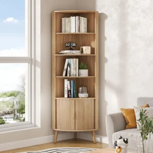 Corner Cabinet, 66.73'' Tall Modern Corner Bathroom Storage Cabinet(Wood Color/66.73''H)