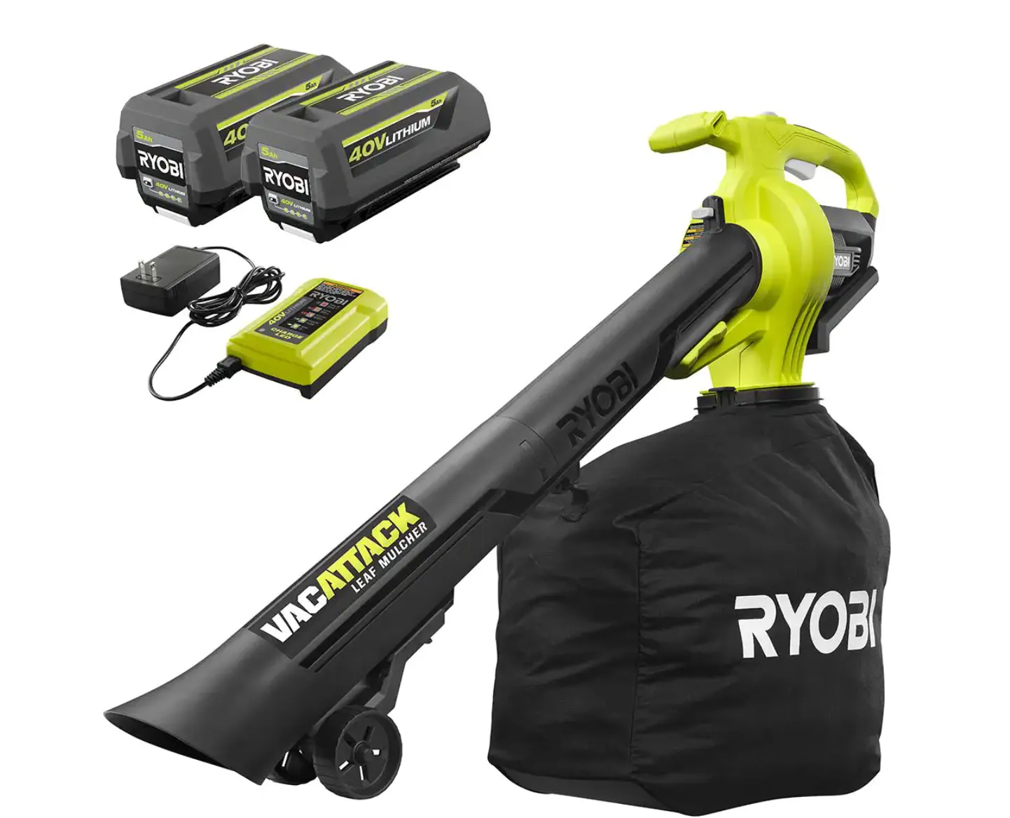 02e5f0f285cb00b4b6aee21c958b91d54e319af2c01a7bf17b578d178181c268 RY40451-2B 40V Vac Attack Cordless Leaf Vacuum/Mulcher with (2) 5.0 Ah Batteries and (1) Charger