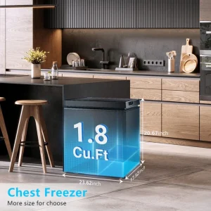 1.8 Cu.Ft Chest Freezer with Removable Basket, Bottom Drain, 7-Level Thermostat, Freestanding Design for Home and Apartment(White)