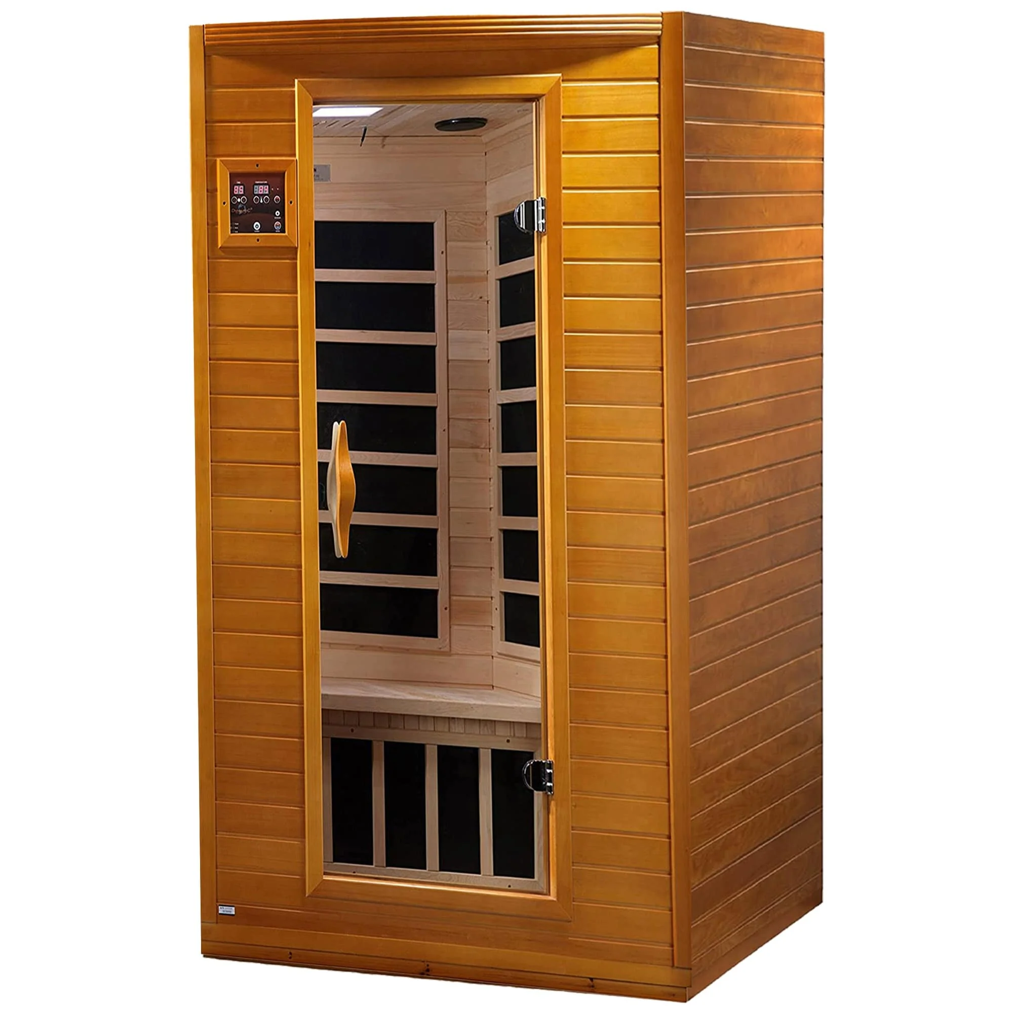 0319e5b5ddfb3ef632b18dc54081319a18a2107313a76ac6a3492549b59d066f Dynamic Saunas Andora 2-Person Low EMF FAR Infrared Sauna, Canadian Hemlock Wood(Brown)