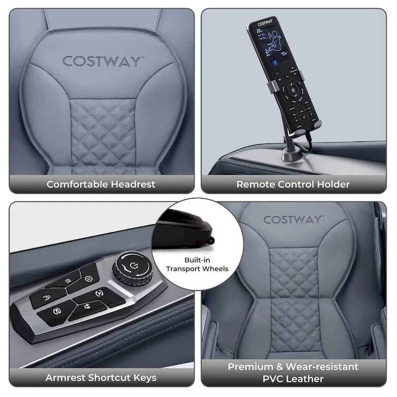 03755263599ca7981069386bc12350201a97df947f844c279dd047e473baa6ad Costway Zero Gravity SL Track Full Body Massage Chair with Waist(Black + Grey)