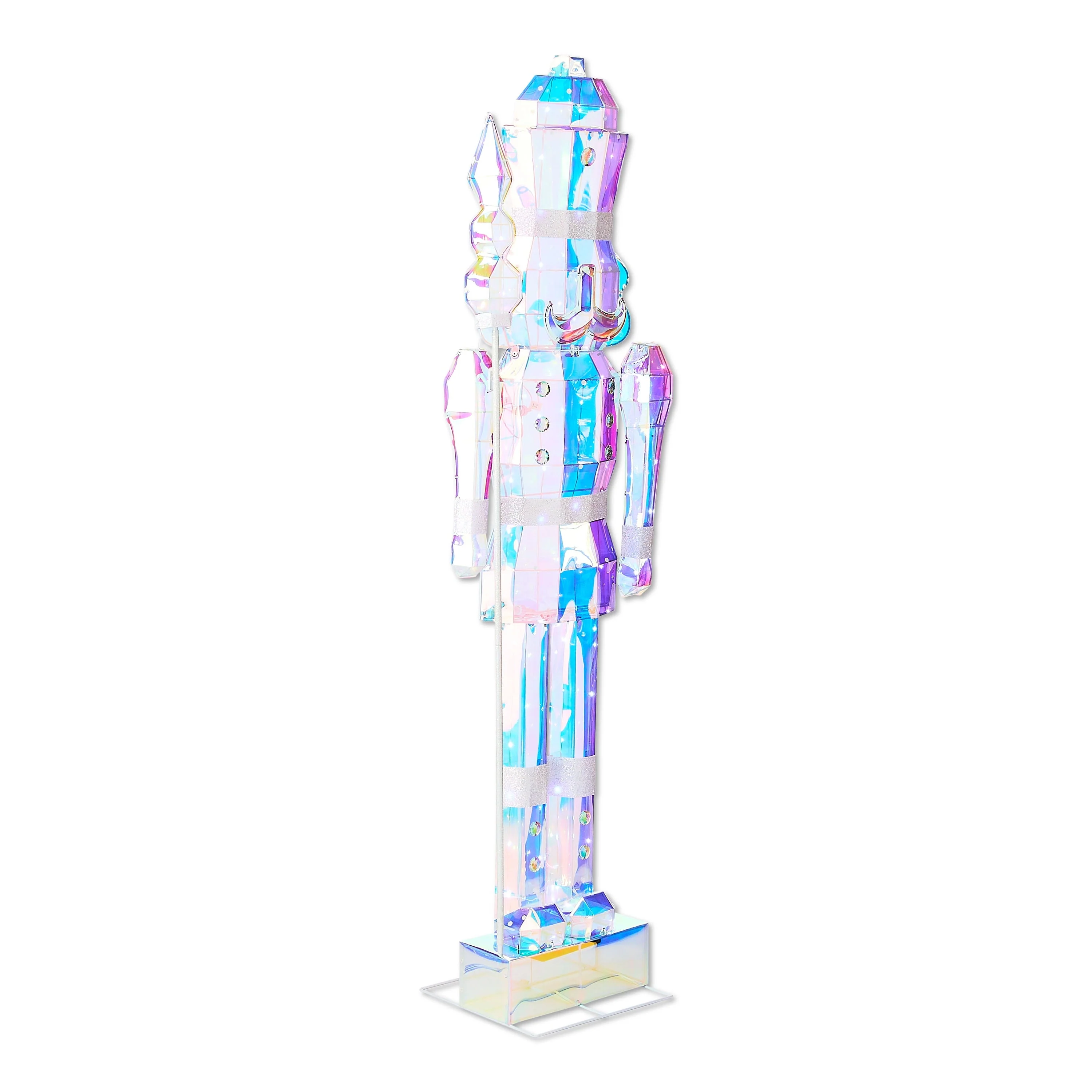 03b6572724748073a2d2175966cde2243e90fa639a2e1837f9e6f464451e9eb7 2025 Light-Up Prismatic Nutcracker Indoor/Outdoor Christmas Decoration, Iridescent, 6', by Holiday Time
