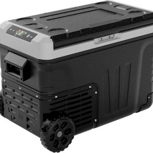 EUHOMY 12 Volt Refrigerator, 53QT(50L) Electric Cooler, Portable Freezer 12V/24V DC 110-240V AC, 12V Fridge -4¨H~68¨H, 12V Cooler with Wheels  2 Baskets for Travel, Truck, Boat, Camping(Refrigerator/37 Quart)