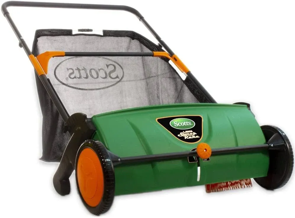 03f891fffcc983fafd5b584fbf2bf48566d3f99828dd595ff23022aeb3f1d008 Scotts LSW70026S Push Lawn Sweeper, 26-Inch Sweeping Width, 3.6 Bushel Collection Bag
