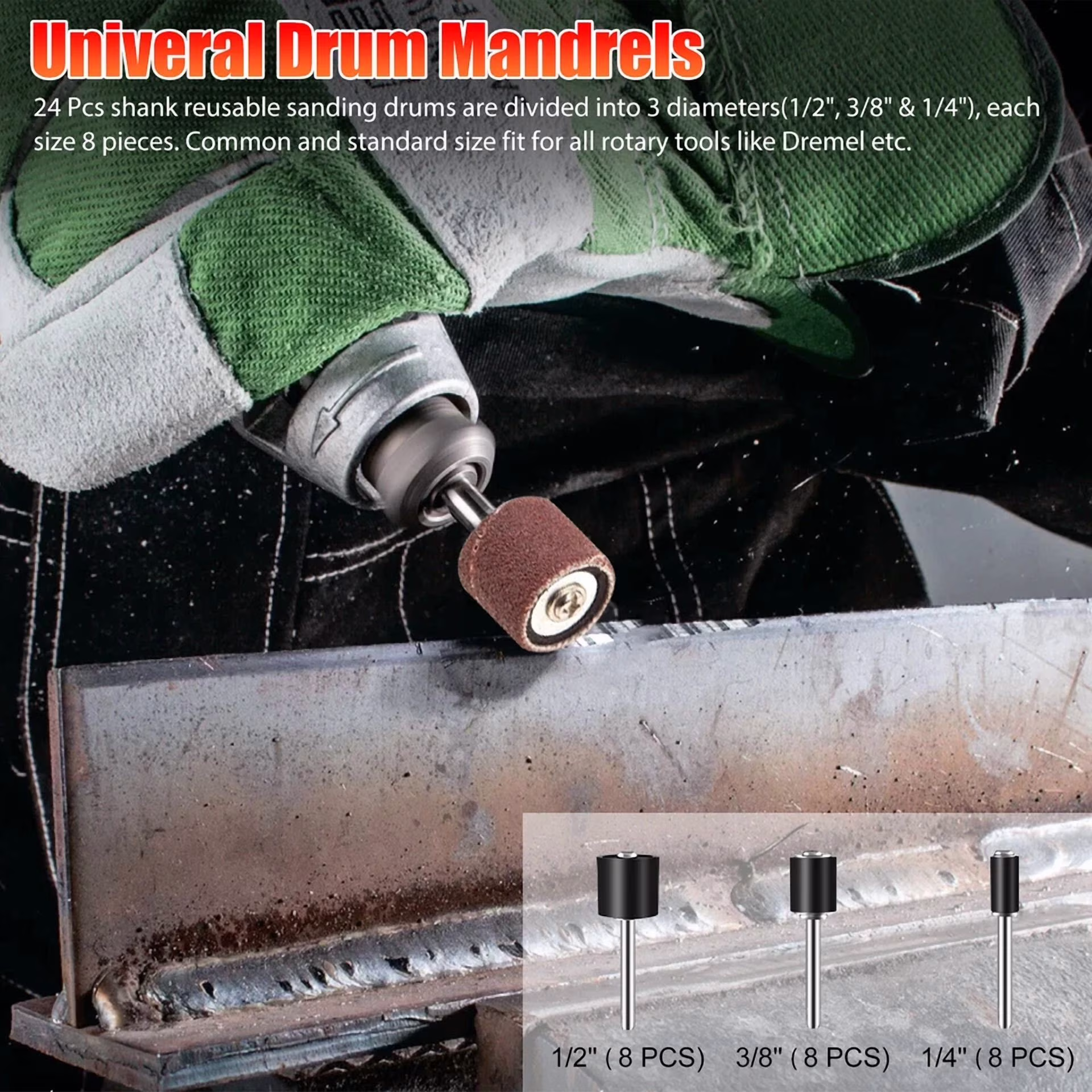 03ff7ce17c8f3b65a003e1a2d567c3f4f1e08d5ff7fb547b7f0d231a06668b27 KNACK - 384Pcs Sanding Drum Nail Sander Drill Bit Kit For Dremel Accessories Rotary Tool