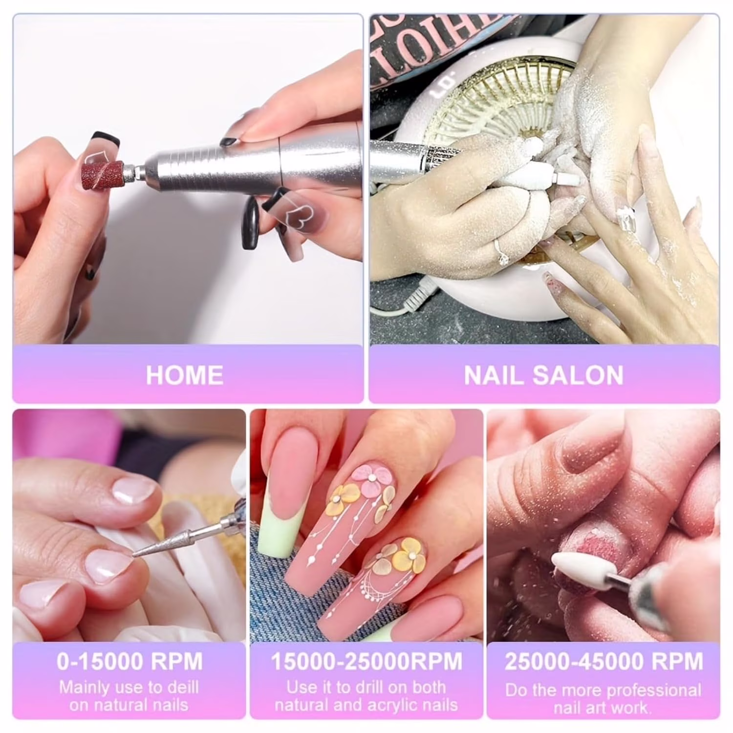 0489e8ad50bdc36ff00e3547f810f4a0d8731f079607737e8e937774596125ce IDFINE Electric Nail Drill Professional 45000RPM, Rechargeable Nail Drill Kit Portable Electric Nail File for Acrylic Nails Gel Polishing Removing Nail Drill Machine for Manicure Salon Home