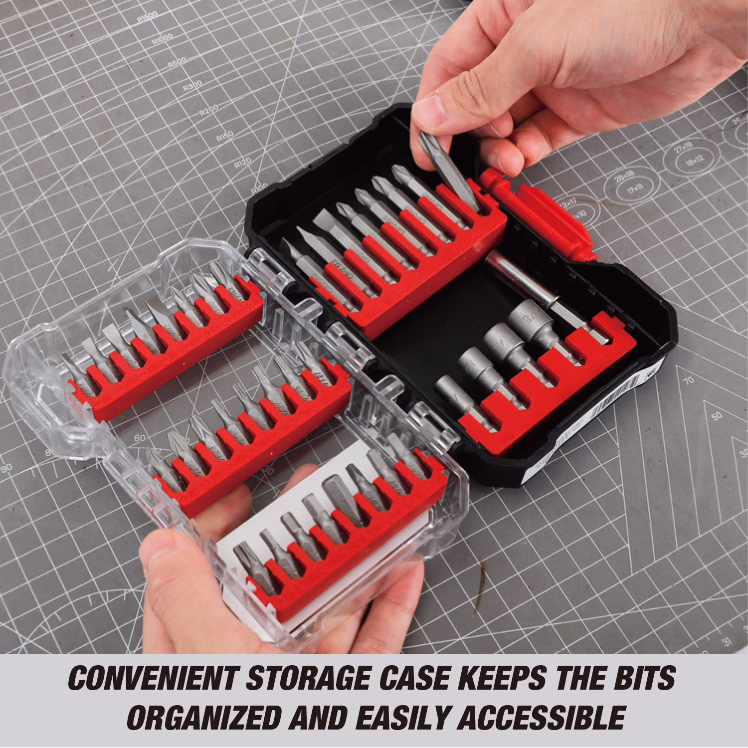 049b8bbfb0ca32cb2da3e540a743a3d82b1d756882ae845472df359529b067bc Hyper Tough 37-Piece Screwdriver Bit Set in Click Fit Case