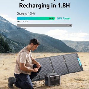 Anker SOLIX C1000 Portable Power Station with 200W Solar Panel, 1800W Solar Generator, 1056wh LFP (LiFePO4) Battery, 6 AC Outlets, Up to 2400W for Home, Power Outages, and Outdoor Camping(Anker SOLIX C1000+200W Solar Panel)