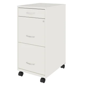 Space Solutions 18 Deep 3 Drawer Metal File Cabinet(Letter/Off-White)