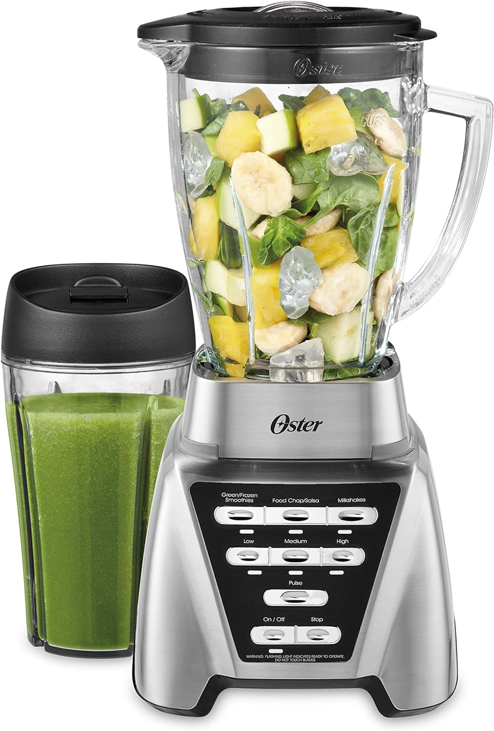 04eef235773b559e5d7e613b91e8609fbd2638a6d14a724afa9c0a47f9be4b41 2025 Oster Blender | Pro 1200 with Glass Jar, 24-Ounce Smoothie Cup, Brushed Nickel
