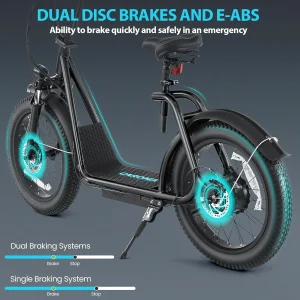 Caroma Peak 800W Foldable Adult Electric Scooter with 20-inch Wide Tires, 48V Battery, Basket, and Adjustable Seat(800W-30Miles-Black)