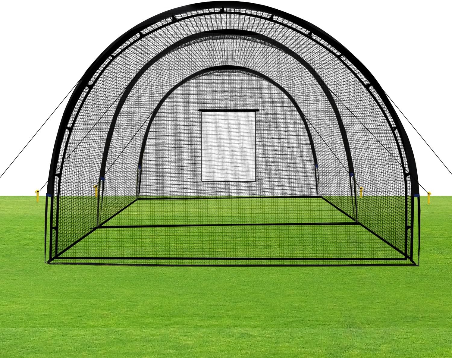 06d3fc5061a66901aa14ab757b2a61f66866856be939ac7eb1af36d7d3e02e64 Baseball Batting Cage Net Batting Cages for Backyard Portable Baseball and Softball Batting Cages with Pitching Machine Hole and Detachable Door for Backyard Outdoor Hitting Practice(30 x 12 x 8 Feet)