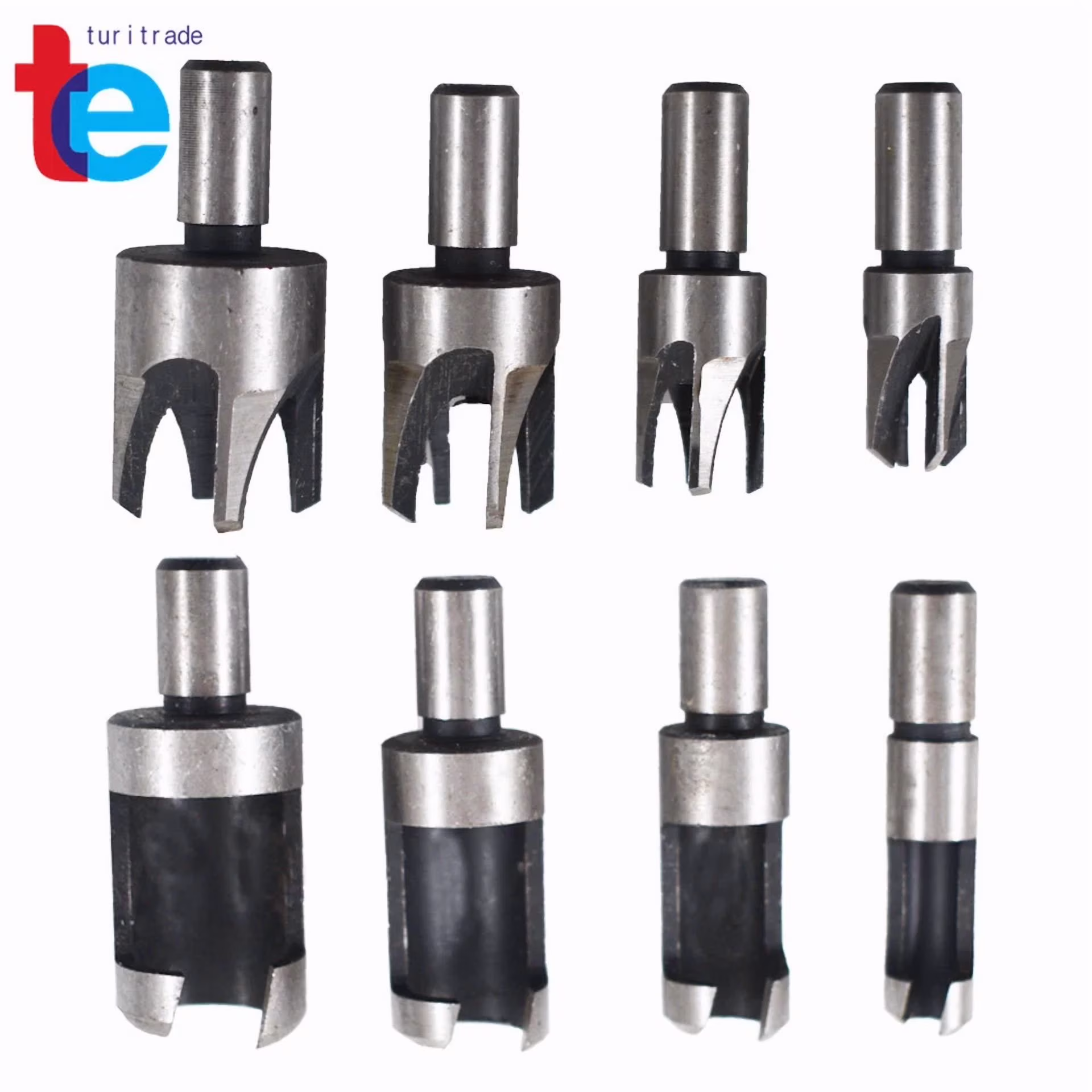0712155cef39f332f3df8096921ffa5640970cc9b807a3d52a10300105629eb8 Carbon Steel Wood Plug Hole Cutter Dowel Maker Cutting Shank Drill Bit Set 8 Pcs