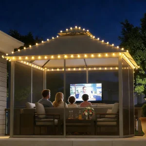 Aoxun Outdoor Gazebo for Patio 10x12, Metal Frame Canopy with Double Roofs(10 X 10/Khaki)