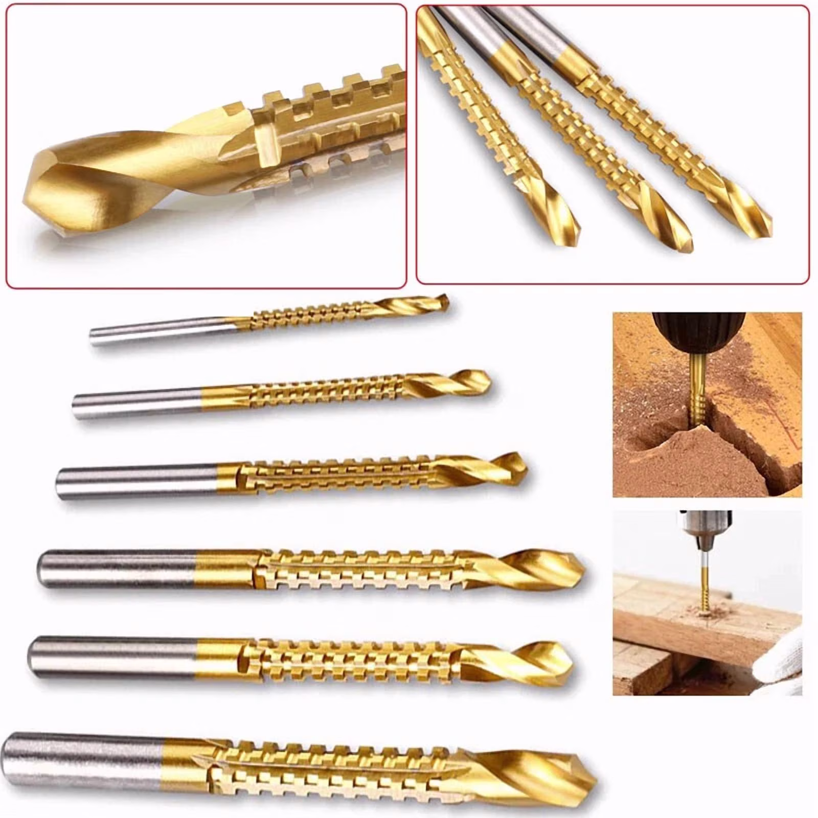6Pcs Twist Drill Bit Set Power Tool Accessories Screw Holes For Wood Metal Us