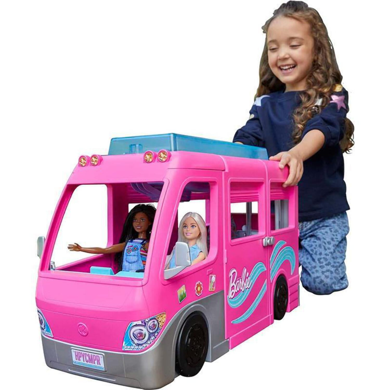 0841cab12e18753e6cc8a2c7ee92e1fff4aedc7b98eca54d49974610e7f70297 Barbie Dream Camper Van Playset with Pets, Pool Slide ¨C 60+ Accessories for Ages 3+