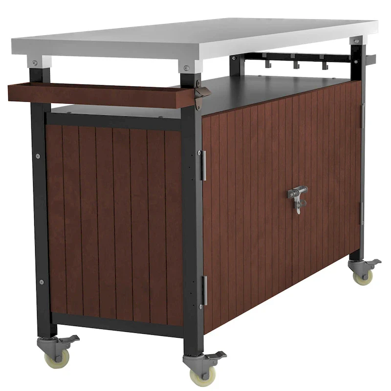 08c2592782226a5c7b9b49139b2f29d8870093072eebf5617e884ce20bd4bb35 Outdoor Grill Cart With Stainless Steel Tabletop(no include stool)(Default Title)