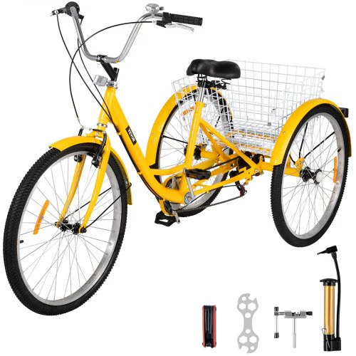 08eab5db1af8205c59e4b01d7f0a2e8ab7bb5543b6594ad39097c05375d9bed8 Adult Tricycle 26 7 Speed 3 Wheel Trike Bicycle Bike Cruise w Basket Shooping