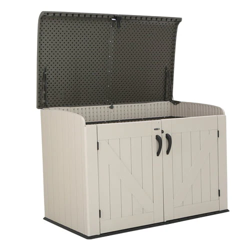 091077af2f4b70d3d9b34769675f1b7198a2aa9a0e029887440bb89e11f4b45b Lifetime Horizontal Storage Shed (75 cubic feet), 60170