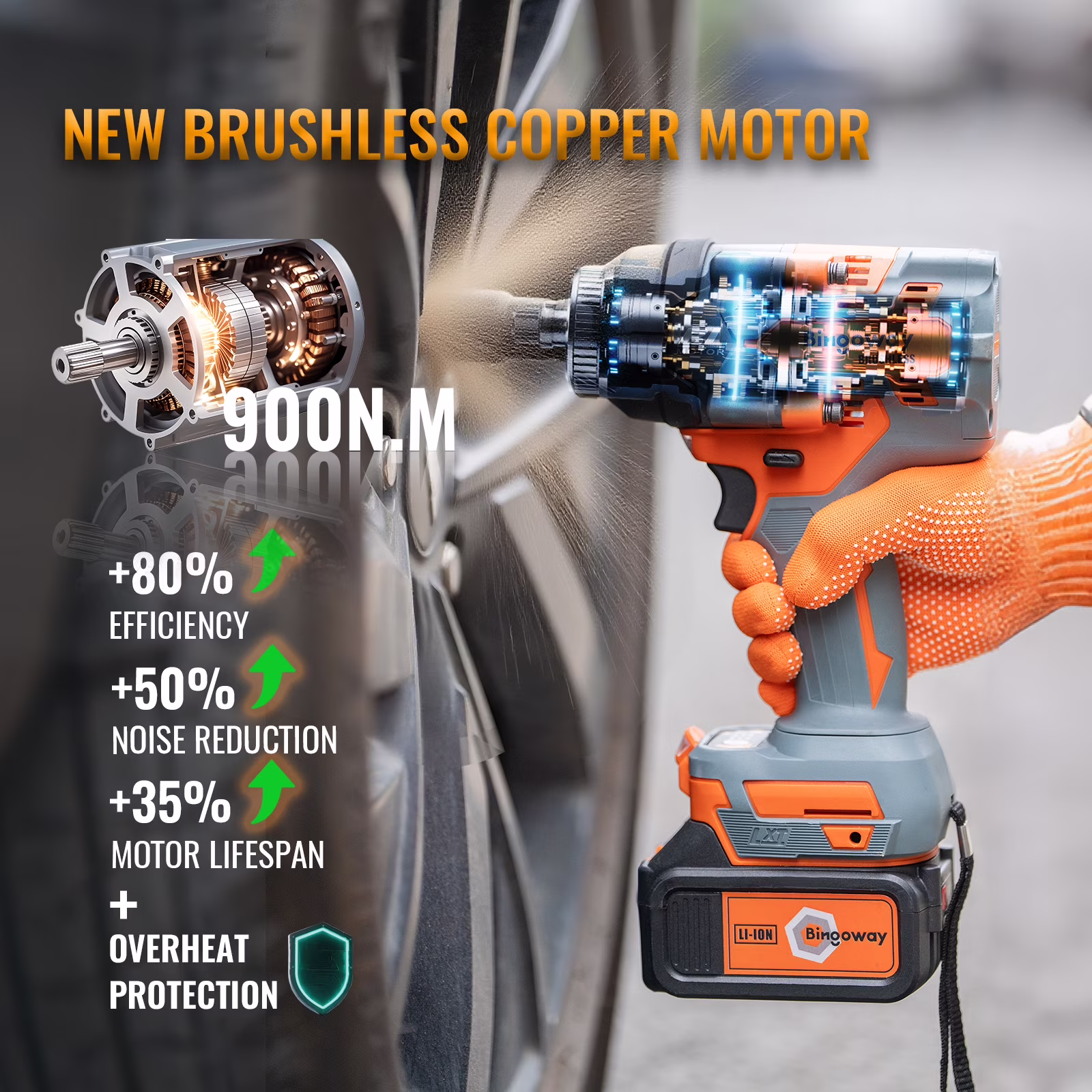 097bc687879400195bd80dd9a3834625827c285aab118912550103bbbdb5bf5a 900N.m Brushless Impact Wrench, 21V Cordless Electric Impact Gun 1/2 Inch, High Torque Impact Driver, 2 × 4.0Ah Impact Dril Tool Set, 5 Sockets,8 Drill,10 Screws, Variable for Car Truck Mower Repair