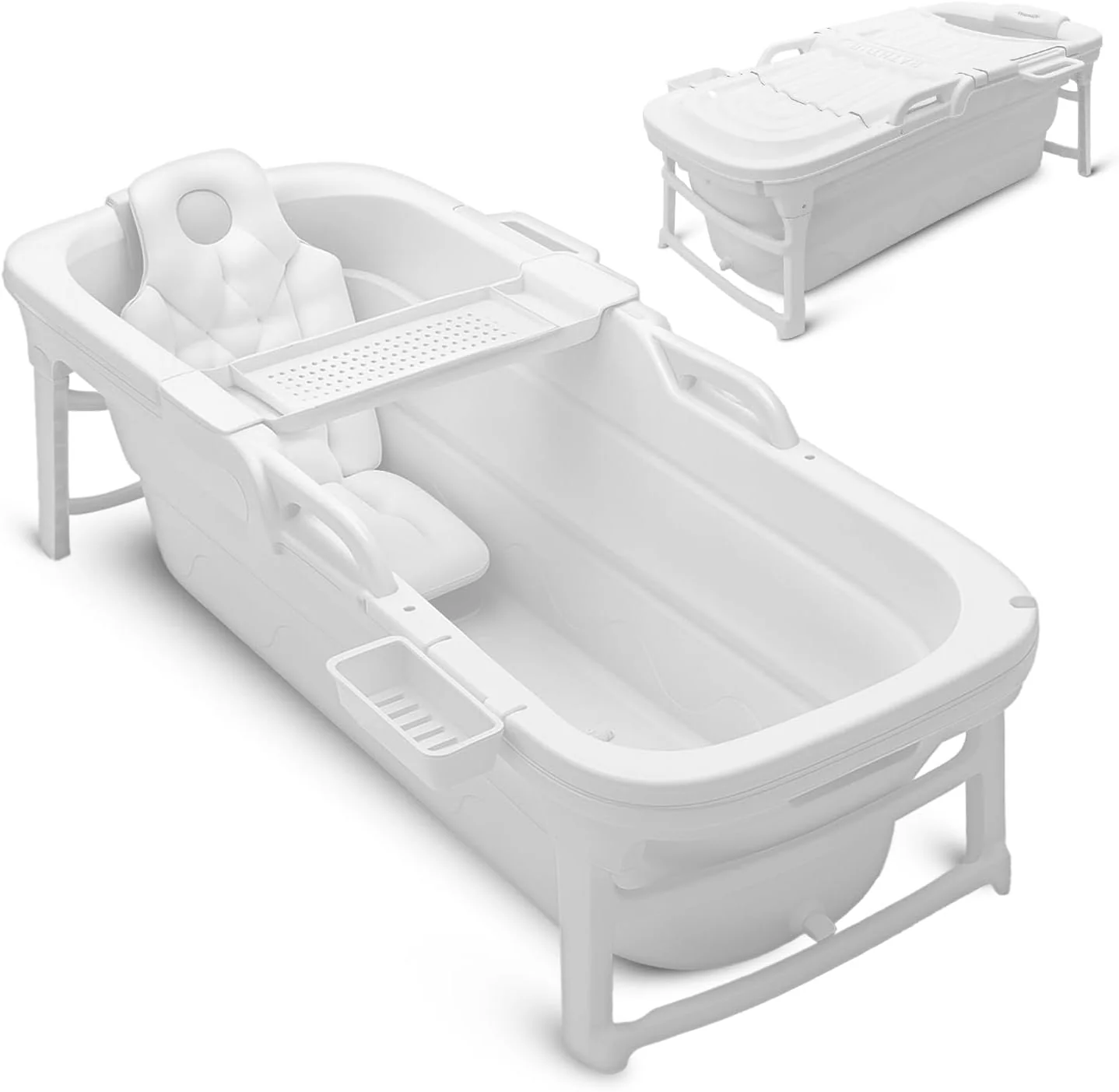 0a226426111b9e6181619e5b7280112be45332502ddb49ff0c437ae41f91ca32 Serenelife 59 inch Portable Bathtub for Adults Large Foldable Ice Bath Tub Hot Spa Soaking Tub(White)
