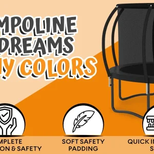 JUMPZYLLA 8FT Trampoline Outdoor with Enclosure for Kids