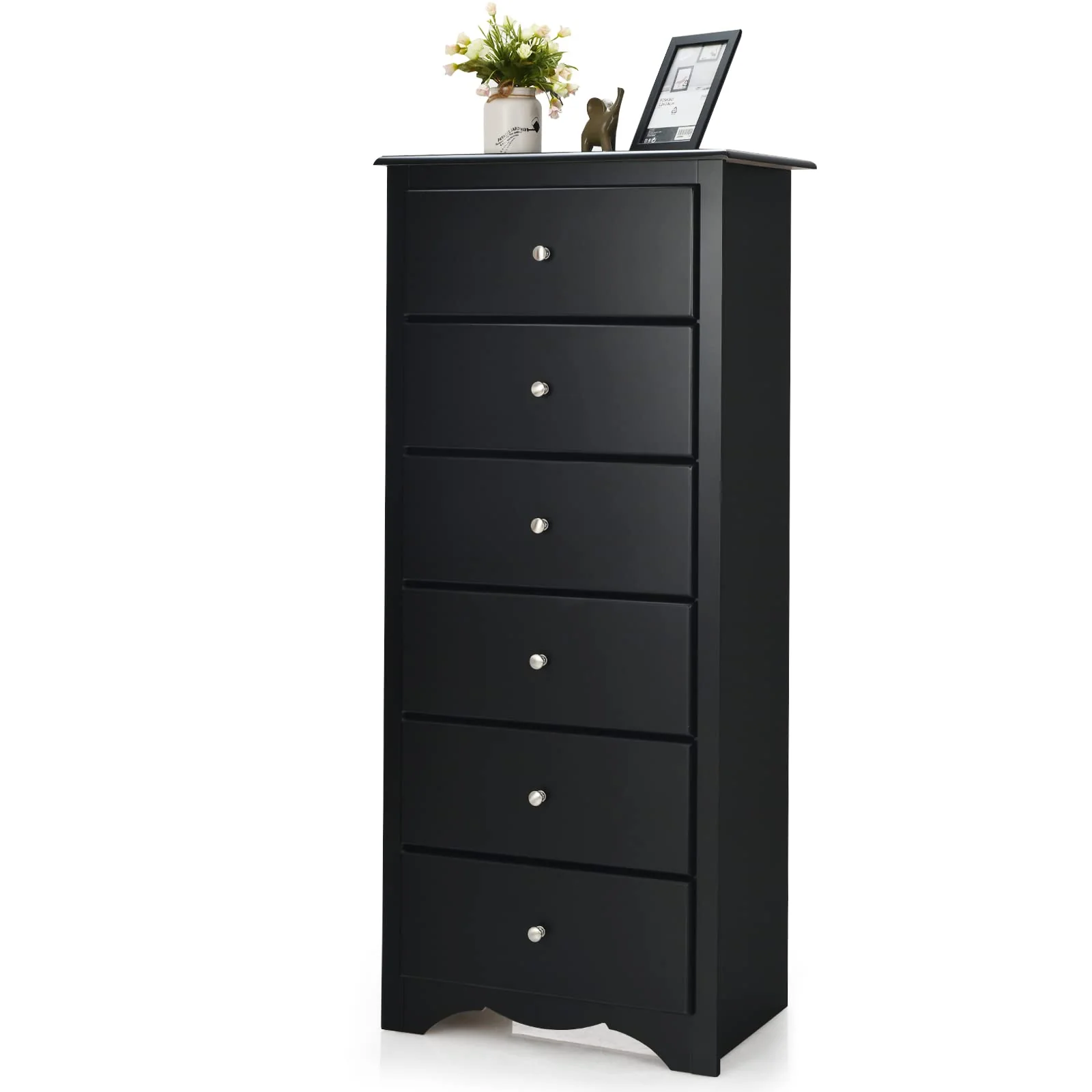 0aac69579f0c36957792c6ea7b6a9c8c23292dd4e210922ba4080296f332d536 Giantex Chest of 6 Drawers, Free Standing Storage Cabinet, Wooden Storage Dresser Tallboy Cabinet(Black)