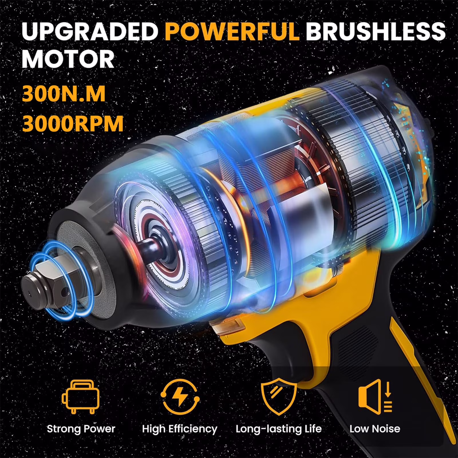 0b8ce78846b28ba99a82059c464cd0727cb560159605d2ab858e3961891ea062 Gijjgole Cordless Impact Wrench, (300N.m) Brushless 1/2 inch Impact Gun, 3000RPM High Torque Impact Gun with 6.0 Ah Battery, Charger, 4 Sockets, Electric Impact Wrench for Car Home