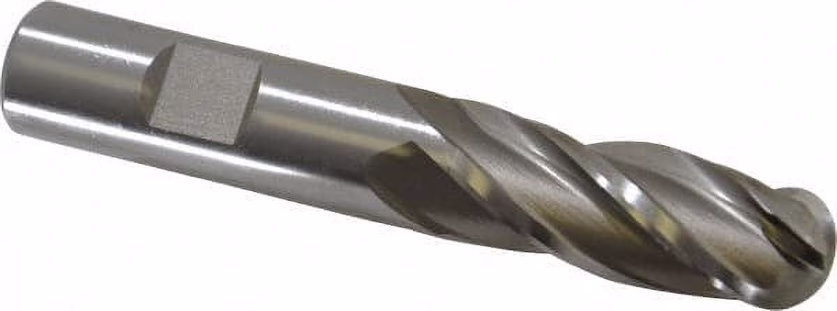Hertel 5/8" Diam, 1-5/8" LOC, 4 Flute HSS Ball End Mill Uncoated, Single End, 3-3/4" OAL, 5/8" Shank Diam, Spiral Flute