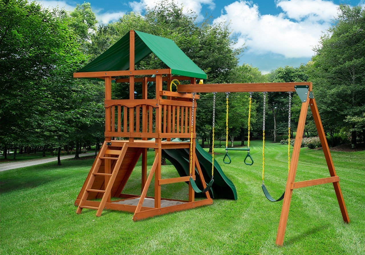 0dbcb335dbf605821ccf4a114035b30590ec35b7ba14f5cda4de8443fddfc9d2 Outing w/ Dual Slides Swing Set