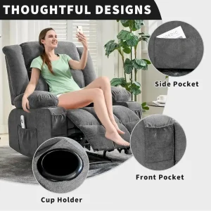 Remote Control Recliner Chair with Heat and Massage(Grey)