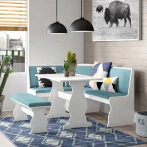 Hannah Breakfast Nook 3-piece Dining Set(Blue)