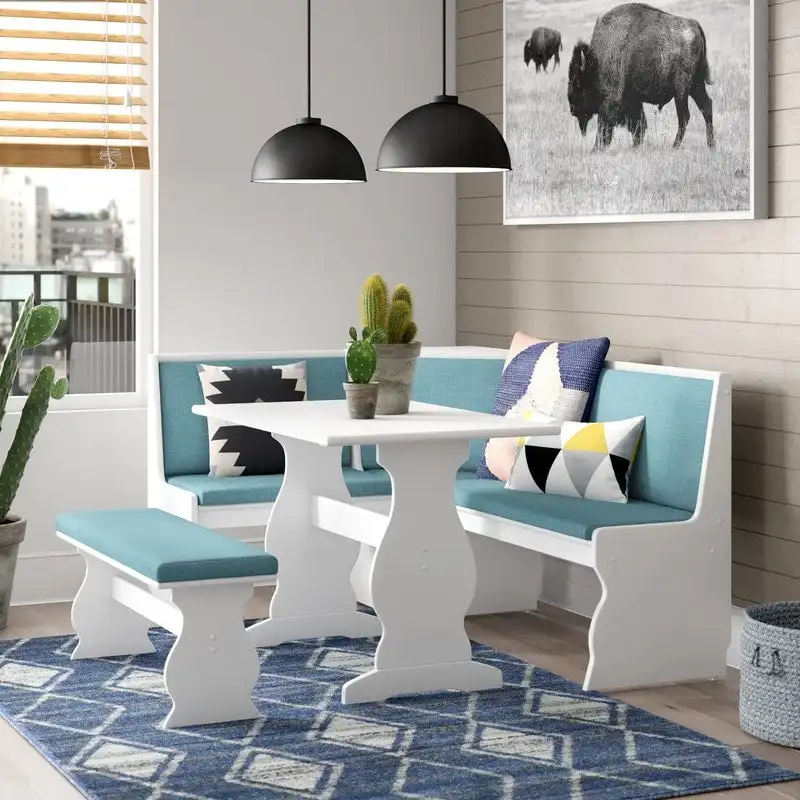 0f8f60369029b3c1f84e26a136ca124801ed11df685a452aeb9c102d1c20353b Hannah Breakfast Nook 3-piece Dining Set(Blue)