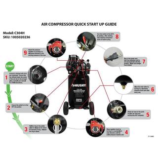 0fc0f67cd097daf8db5680d4334d4ae15cddb37643b57a7ee1c47290a292c9a8 Husky 30 Gal. 175 PSI Oil Lubed Belt Drive Portable Vertical Electric Air Compressor C304H