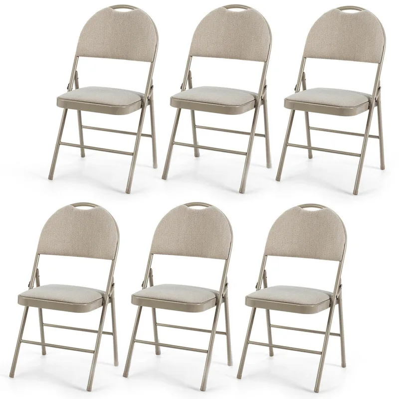 1095dcf3738e4f15ccbdce0a1c1fca579a36b03f9dda9ebb6bf1307748abe679 6 Pack Folding Chairs Portable Padded Office Kitchen Dining Chairs-Beige - 18.5 x 20 x 35 (L x W x H)(Beige)