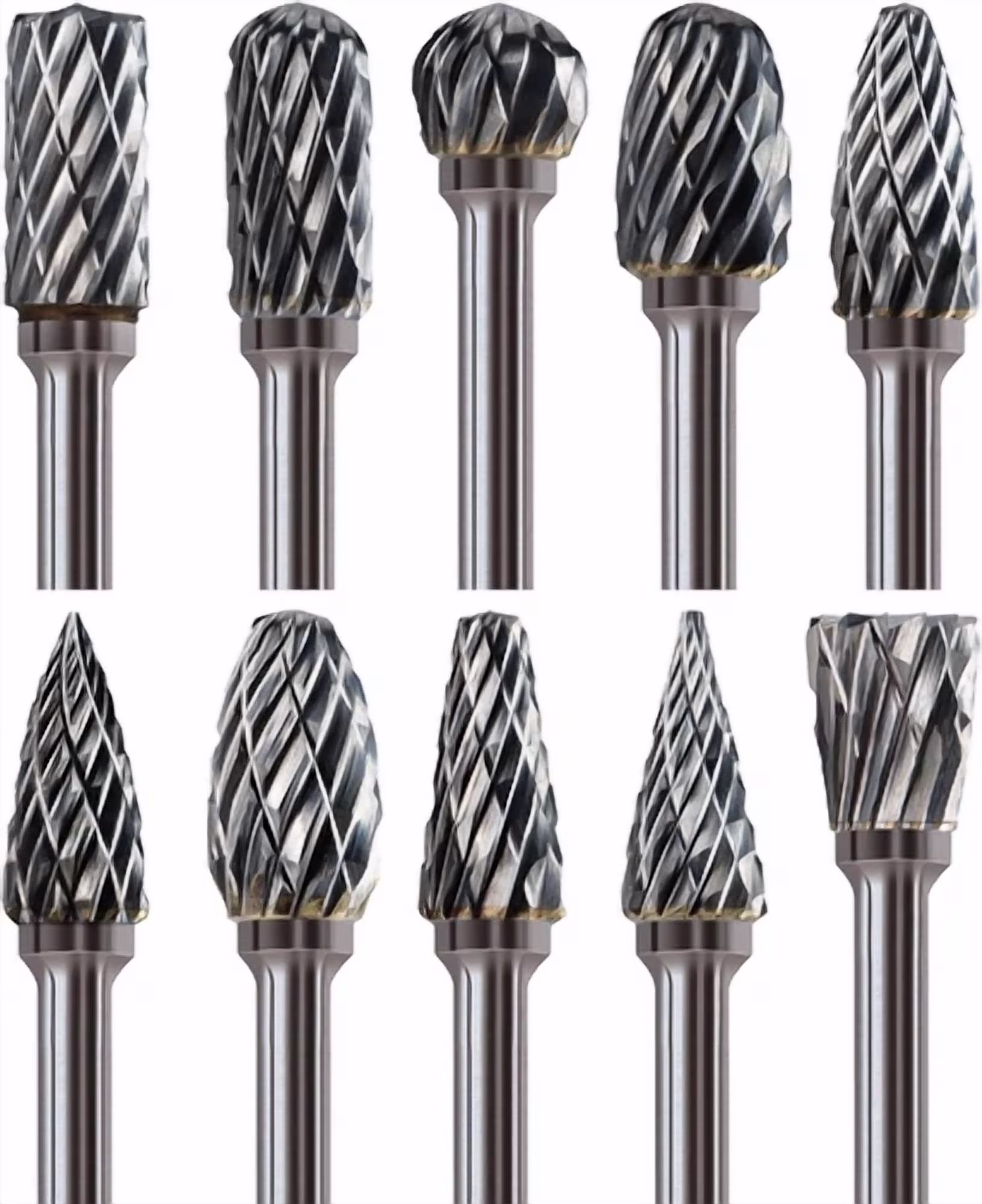 KNACK - 10Pcs 1/8" Shank Carbide Burr Bits Compatible With Dremel Bits Metal Grinding Bi