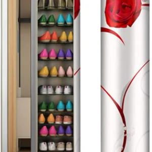 Large-capacity multi-layer rotating disinfection shoe cabinet [with mirror + deodorizer](Pure white/66.5