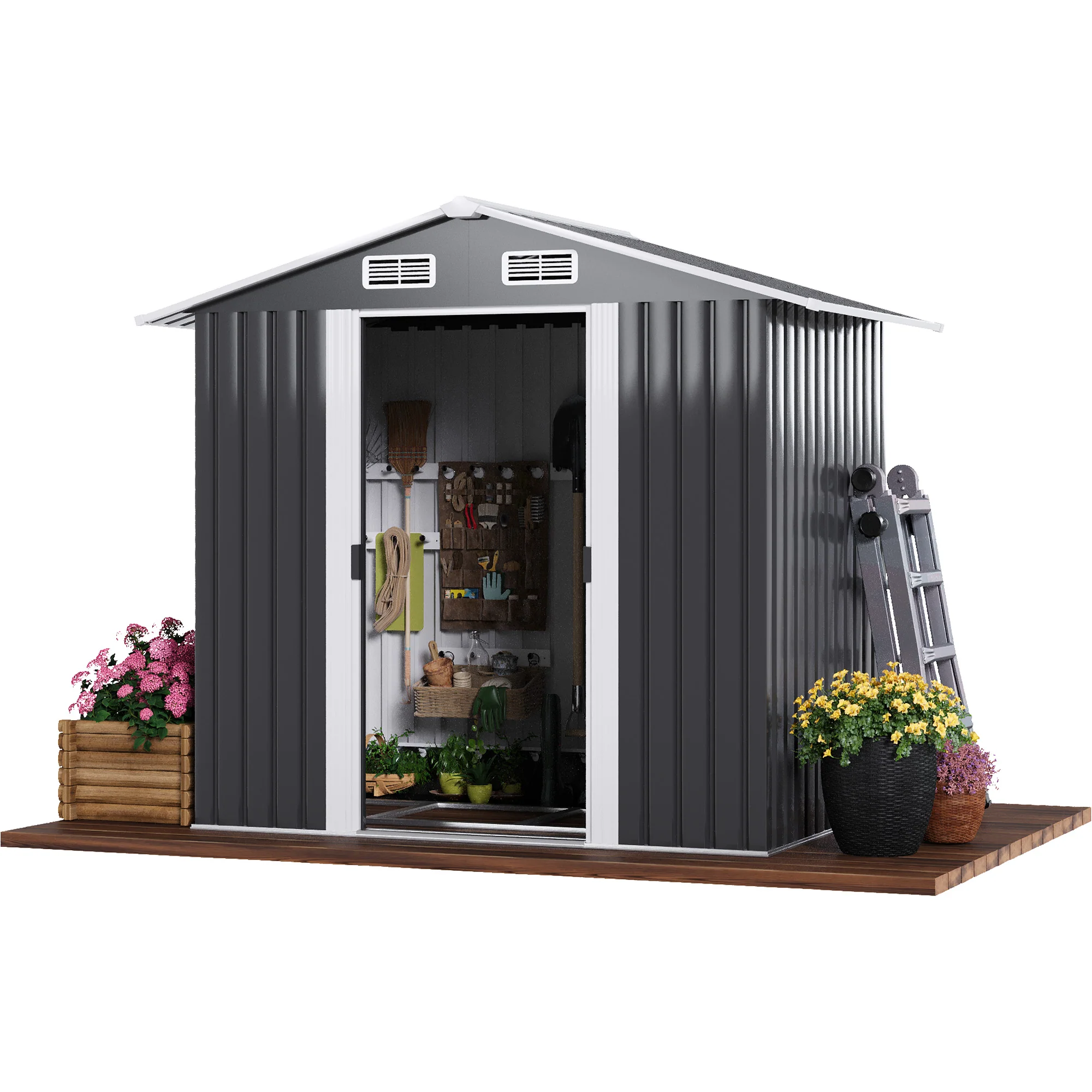 1133230863120e555c52ac77423f451c709264d83aa801b03741412bbefffa3a Garden Shed Outdoor Storage Shed 131x195x186cm