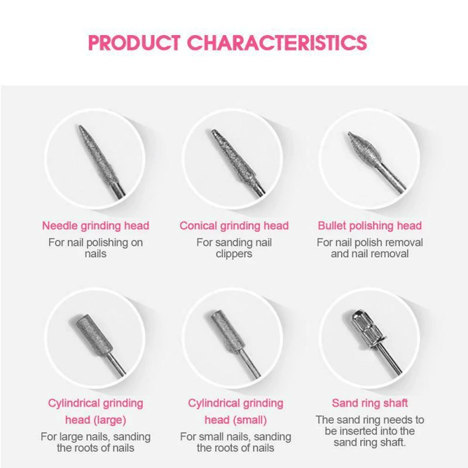 1157376c8ab36dd3ca5a7b2694bec0b2c14a6b22203cc429259806c5ead92a06 Electric Drill Nail File Acrylic Art Bits Manicure Pedicure Portable Machine Kit