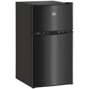 HOMCOM Double Door Mini Fridge with Freezer, 3.2 Cu.Ft Compact Refrigerator with Adjustable Shelf, Adjustable Thermostat(18 W x 19.75 D x 34 H/White)