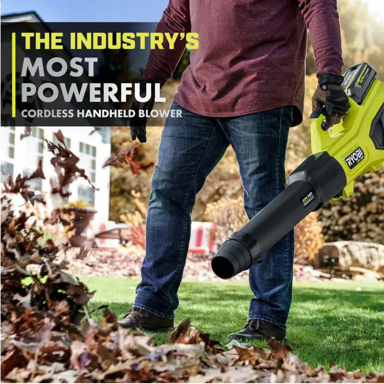 12100992a9bd3c6dabc5cb720d5fbea8fdcb9efd8a15f490d0c176a3c3d59c2c Ryobi 40V HP Brushless Whisper Series 190 MPH 730 CFM Cordless Battery Jet Fan Leaf Blower with (2) 4.0 Ah Batteries and Charger