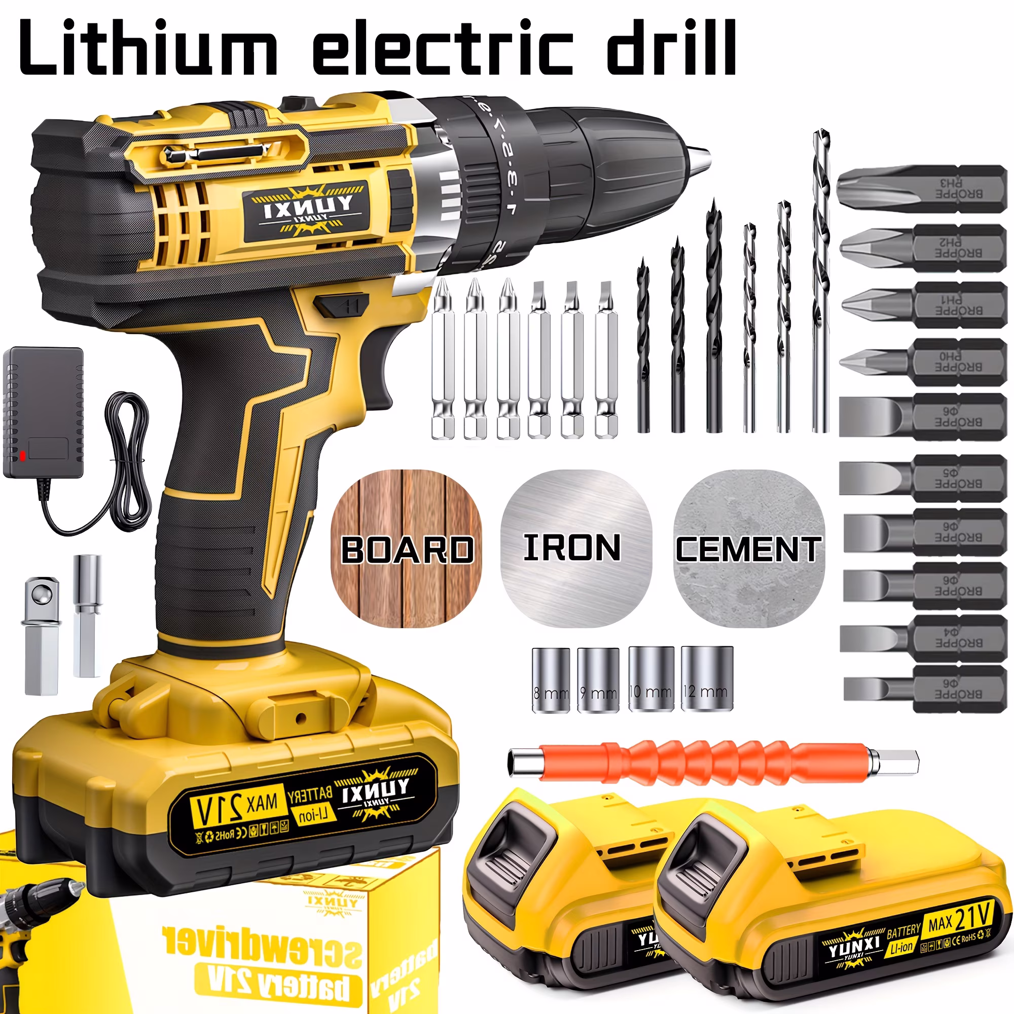 DGB Cordless Electric Drill Driver Kit, Lithium-Ion Battery Powered, 2-Speed for Home Improvement and Repairs, Compact and Portable